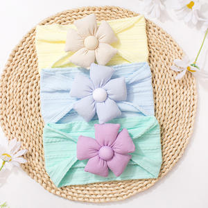 Çocuk saç aksesuarları bebek kız yenidoğan kafa bandı elastik çiçek kafa bandı Hairband yay naylon bebek kafa bandı - Product Image 4