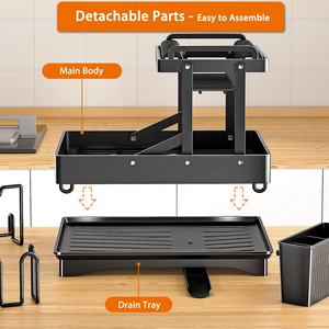 Supports et étagères de rangement pour cuisine Égouttoir à 2 niveaux Comptoir Soportes para Platos Escurridores de Trastes - Product Image 4