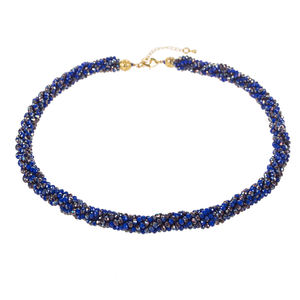 Collier en cristal à chaîne torsadée bleu foncé de 18 pouces, accessoire élégant en verre - Product Image 6