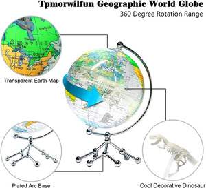 Globo terráqueo transparente de 8 pulgadas al por mayor, mapa decorativo iluminado del mundo para decoración de hogar y oficina - Product Image 5