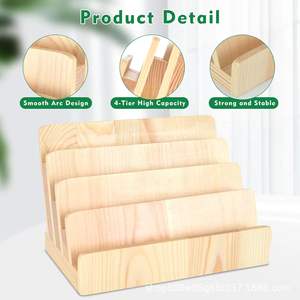 Lingyue Wooden Magazine <b>Organizer</b> Tiered <b>Desktop</b> Rack Natural Wood Color Multi Layer Storage <b>For</b> Office Use - Product Image 5
