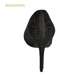 Elegantes tacones <span class=keywords><strong>de</strong></span> boda negros, diamantes <span class=keywords><strong>de</strong></span> imitación brillantes, <span class=keywords><strong>zapatos</strong></span> <span class=keywords><strong>de</strong></span> fiesta suaves acolchados para mujeres para cumpleaños, vacaciones, celebraciones, Verano - Product Image 4