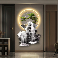 Venta caliente nueva bienvenida Pino acrílico pintura decorativa luz LED pintura cristal porcelana pintura pasillo pared arte