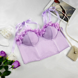 <span class=keywords><strong>Top</strong></span> Corsetto Viola Taglie Forti da Donna con Volant e Fiocco, Spalline Sottili, Modellante Versatile per Abbigliamento Esterno - Product Image 5