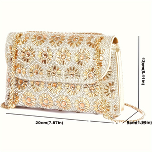 Full Diamond Handcrafted PU Crossbody <b>Handbag</b> with Magnetic Closure 1-1.9L Capacity <b>for</b> Evening <b>Wedding</b> Party - Product Image 2