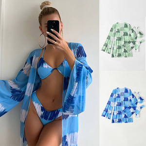Sẵn Sàng Để Vận Chuyển Bikini Gọng In Thời Trang Theo Yêu Cầu Váy Đi Biển Xẻ Tà Đồ Bơi 3 Mảnh Che Phủ Ngoại Cỡ Đồ Đi Biển - Product Image 3