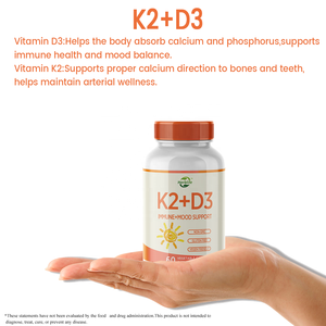 Complément de Vitamine D3 K2 Biodisponible Haute Puissance HACCP OEM ODM – Vitamine D3 avec Vitamine K2 MK7 pour la Santé Cardiaque et Osseuse - Product Image 3