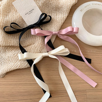 Barrette à cheveux en ruban long double couche de style japonais et coréen, barrette à cheveux pour filles et femmes, barrette à cheveux en forme de bec de canard, nœud de cheveux tressé, accessoires de bricolage, épingle à cheveux