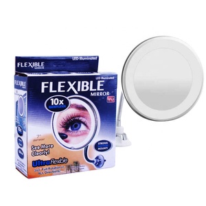 Mon miroir flexible de bureau avec éclairage, miroir de courtoisie grossissant 10X, réglable à 360 degrés avec ventouse - Product Image 1