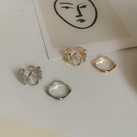 Ins-style Simple Individuel Petite Pierre Précieuse Conception Alliage Or Argent Anneau Froid Polyvalent et Haut de Gamme 2 Pcs/Set Anneau pour les Femmes