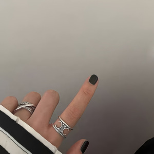 S925 Sterling <b>Silver</b> Double Chain <b>Cross</b> <b>Ring</b> Adjustable For Women Jewelry <b>Silver</b> Color - Product Image 4