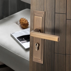 Manijas <span class=keywords><strong>de</strong></span> Puerta Modernas <span class=keywords><strong>de</strong></span> Latón Sólido, Cerraduras Silenciosas para Dormitorio, Manija para Puerta Principal <span class=keywords><strong>de</strong></span> Apartamento, Mansión, Oficina, Hogar, Sistema <span class=keywords><strong>de</strong></span> Condominio - Product Image 4