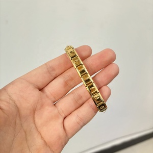 Pulsera italiana de acero inoxidable dorado con 18 módulos y eslabones con gancho, venta al por mayor - Product Image 6