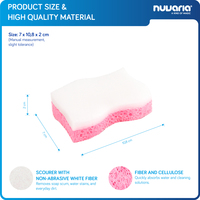 Esponja de Baño con Fibra Blanca No Abrasiva y Esponja de Celulosa. Almohadilla de Limpieza Suave para Baño