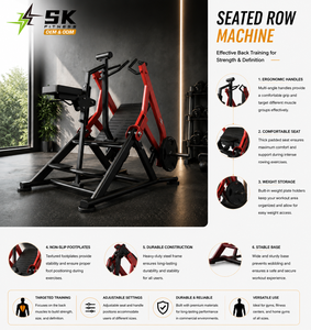 Machine à ramer assise SK, équipement de musculation commercial à poulie pour les entraînements du dos et des <span class=keywords><strong>bras</strong></span>, siège réglable - Product Image 4