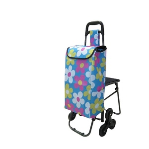 Chariot de courses pliable en polyester <span class=keywords><strong>à</strong></span> <span class=keywords><strong>6</strong></span> <span class=keywords><strong>roues</strong></span> pour supermarché, avec fonction monte-escalier et siège intégré - Product Image 6