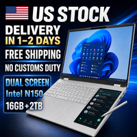 Ordinateurs portables professionnels 15,6 pouces Intel N150 16G + 2TB en stock aux États-Unis, ordinateur portable fin et portable, écran tactile double, tout neuf