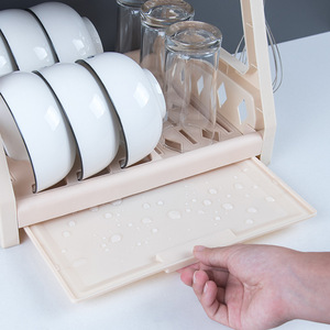 Metal and Plastic Kitchen Storage Rack Steel Dish Bowl Cups Spoon Organizer <strong>Counter</strong> Table <strong>Top</strong> Drain <strong>Shelf</strong> for Kitchen Storage - Product Image 5