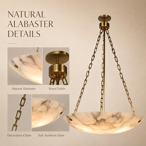 Natural Alabaster Chandelier Luxury Brass Pendant <b>Light</b> for Hotel Villa Dining Room OEM ODM Lighting Factory - Product Image 3