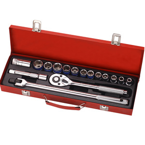 Solide Set Perkakas Reparasi Otomatis, Kit Peralatan Tangan Kotak Logam Soket Perbaikan Otomatis Garis Biru, Kunci Roda-gigi-searah 24 Buah - Product Image 4