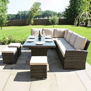 Moderne Outdoor-Garten Rattan Schnitts ofa Set Rattan Garten Korb Terrasse Set Hotel Terrassen möbel Terrassen möbel Set