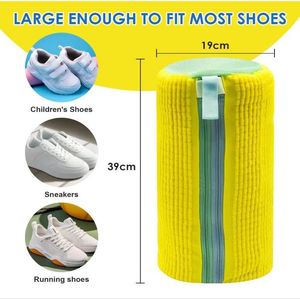 Sac de rangement pour chaussures OEM en polyester, à fermeture éclair, double couche, portable, anti-poussière, anti-odeur, organiseur de chaussures de sport - Product Image 3