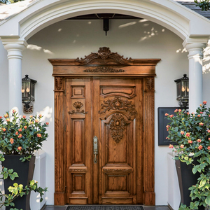 <span class=keywords><strong>Puerta</strong></span> de Madera Maciza de Roble y Teca Clásica Moderna con Acabado Superficial y Aislamiento Acústico para Entrada Principal de <span class=keywords><strong>Villa</strong></span> y Uso Exterior - Product Image 4