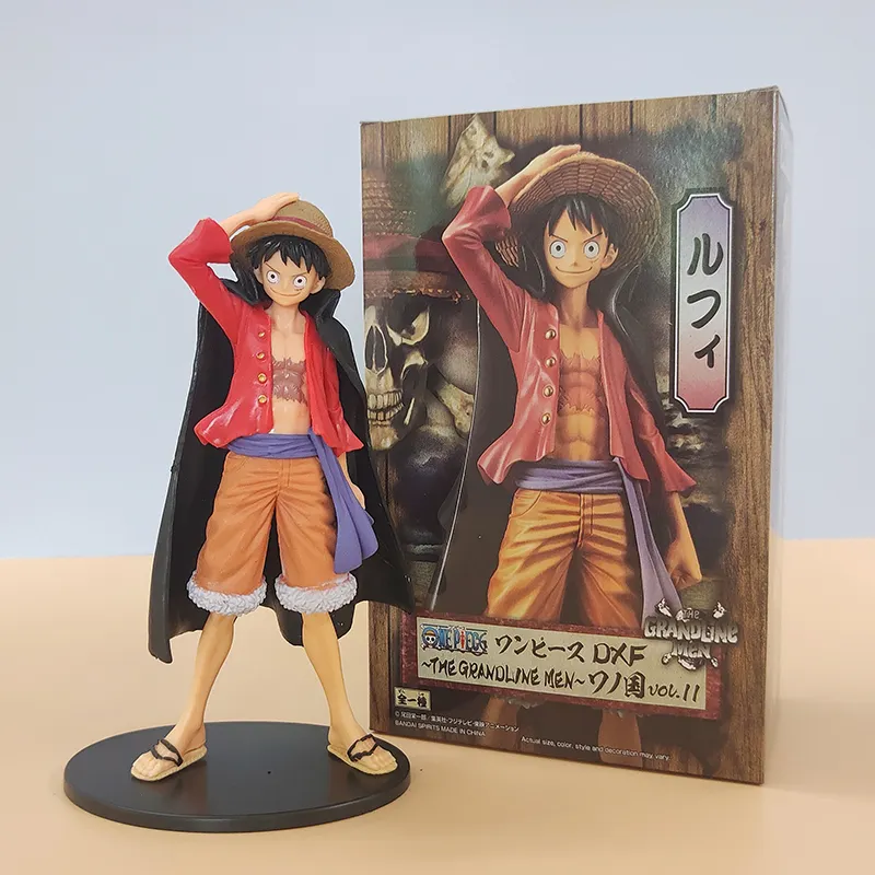 Action Figure Anime One Piece DXF Wano Country Straw Hat Luffy Black Cloak PVC Anime Figure Model Toys Action Figures