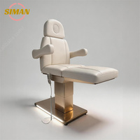 Lit de massage facial électrique Siman avec thérapie thermique, en cuir PU, réglable, 3 moteurs, pour salon, spa, usage domestique