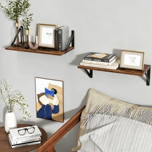 Axeman Heavy Duty <strong>Floating</strong> <strong>Shelves</strong> Set 2 16W X 8D 8 Inch Deep Rustic <strong>Grey</strong> Wood Wall Mounted <strong>Shelves</strong> for Farmhouse Living Room - Product Image 5