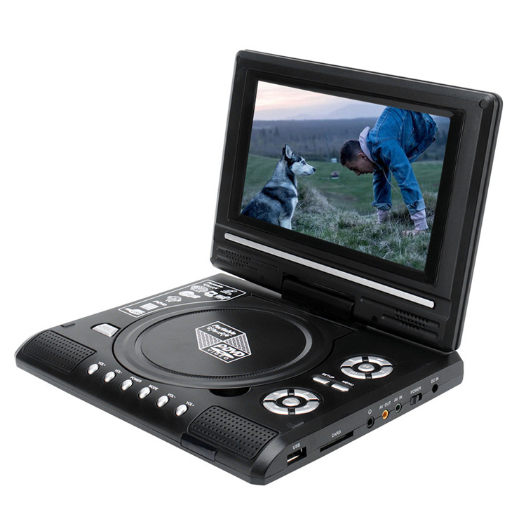 Draagbare 7Inch Oplaadbare Batterij Game Analoge Tv Fm Radio Usb Dvd-speler