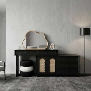 Table de maquillage moderne avec miroir ovale et tiroirs de rangement pour meubles de chambre - Product Image 4