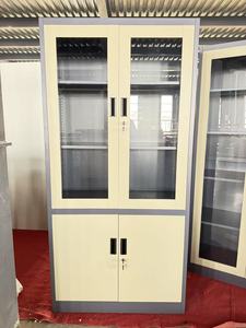 Armoires de classement en acier à porte vitrée réglable au design moderne avec serrure, écologiques pour le stockage dans les bureaux, les hôpitaux et les écoles - Product Image 5