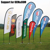 Drapeau publicitaire portable en polyester imprimé par sublimation, de haute qualité, avec sac rempli d'eau, pour la plage ou la voiture