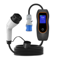 Nouvelle conception de chargeur EV portable monophasé 7 kW 32 A, longueur de câble de 5 m, type 2, AC 200-220 V, monophasé, pour usage domestique