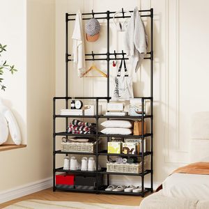 Porte-vêtements et chapeaux multifonctionnel moderne en métal épaissi pour la maison, support de rangement suspendu pour chaussures et sacs - Product Image 4