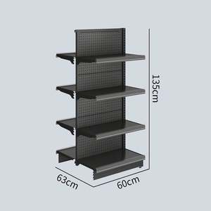 Factory Price Supermarket <b>Shelving</b> Gondola Rack Stores Super Market Black Double Sided Metal Shelves - Product Image 3