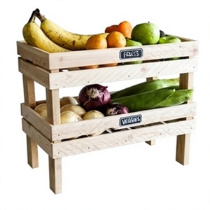 <b>Wooden</b> Fruit And Veggie Storage <b>Crate</b> Rectangle Pine Handmade With Labels For Household Use Made in VietNam - Product Image 1