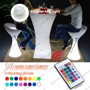 Meja Led taman luar ruangan, Set meja dan kursi Bar koktail Modern - Product Image 6