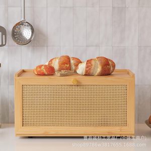 Wooden Bread Storage Box <b>Large</b> Capacity <b>Kitchen</b> Countertop Bamboo Bread <b>Bin</b> With Lid For Household Use - Product Image 4