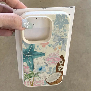 Funda para iPhone 17 16 Air Pro Max con Diseño de Pintura de Tinta de Flores de Cocotero Vintage, Textura Antideslizante Simple, Venta al por Mayor - Product Image 4