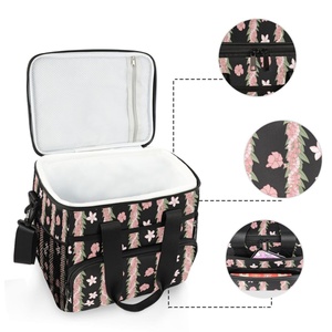 Sacs à lunch isothermes hawaïens, sacs de pique-nique thermiques pour l'extérieur avec bandoulière réglable, imprimé fleurs - Product Image 4