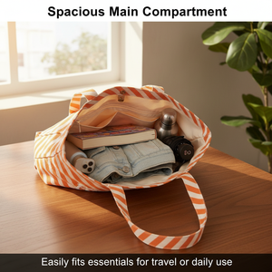 Bolsa de Mano Grande Personalizada Royal Fair con Rayas Bretonas, Ligera, Reutilizable, para Compras, Uso Diario, de Lona, para Mujer y Hombre - Product Image 3