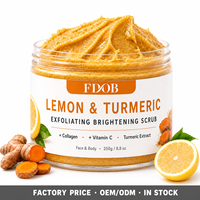 Gommage corporel au curcuma et au citron en gros sous marque privée, exfoliant, éclaircissant, à la vitamine C, nettoyant en profondeur, hydratant, OEM 250ml