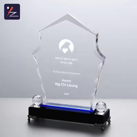 Nouvelle conception de plaque en cristal avec impression de lettres, trophée transparent fait main et écologique avec base noire pour la rentrée scolaire