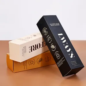 Caixa cosmética preta para empacotamento de produtos cosméticos de Skincare de papelão