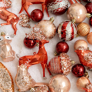 Adorno Navideño, Estrella Roja Naranja, Forma Anómala de Bollo, Colgante de Alce con Brillantina, Bola Decorativa Navideña - Product Image 3