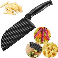 Duurzame kunststof handgreep roestvrijstalen gegolfde mes snelle handmatige snijder voor aardappelen, groenten, fruit, crinkle cutter tool