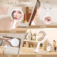 Miroir de maquillage portable M33 pour femme, double face, éclairé par LED, avec écran tactile, fonction personnalisée, pliable, à poser sur table