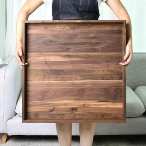 Pouf <span class=keywords><strong>Vassoio</strong></span> Extra Large <span class=keywords><strong>Nero</strong></span> Noce Vassoi di <span class=keywords><strong>Legno</strong></span> Con Maniglie - Product Image 6